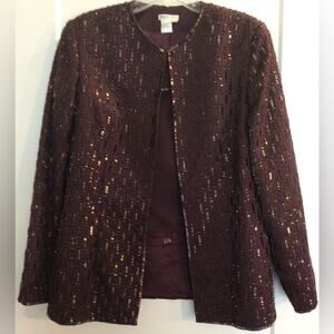 Zola evening plum beaded jacket blazer with matching blouse size 14